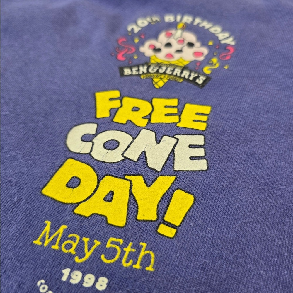 Vintage 1998 Ben & Jerry's Free Cone Day T Shirt Single Stitch USA XL - Picture 3 of 11